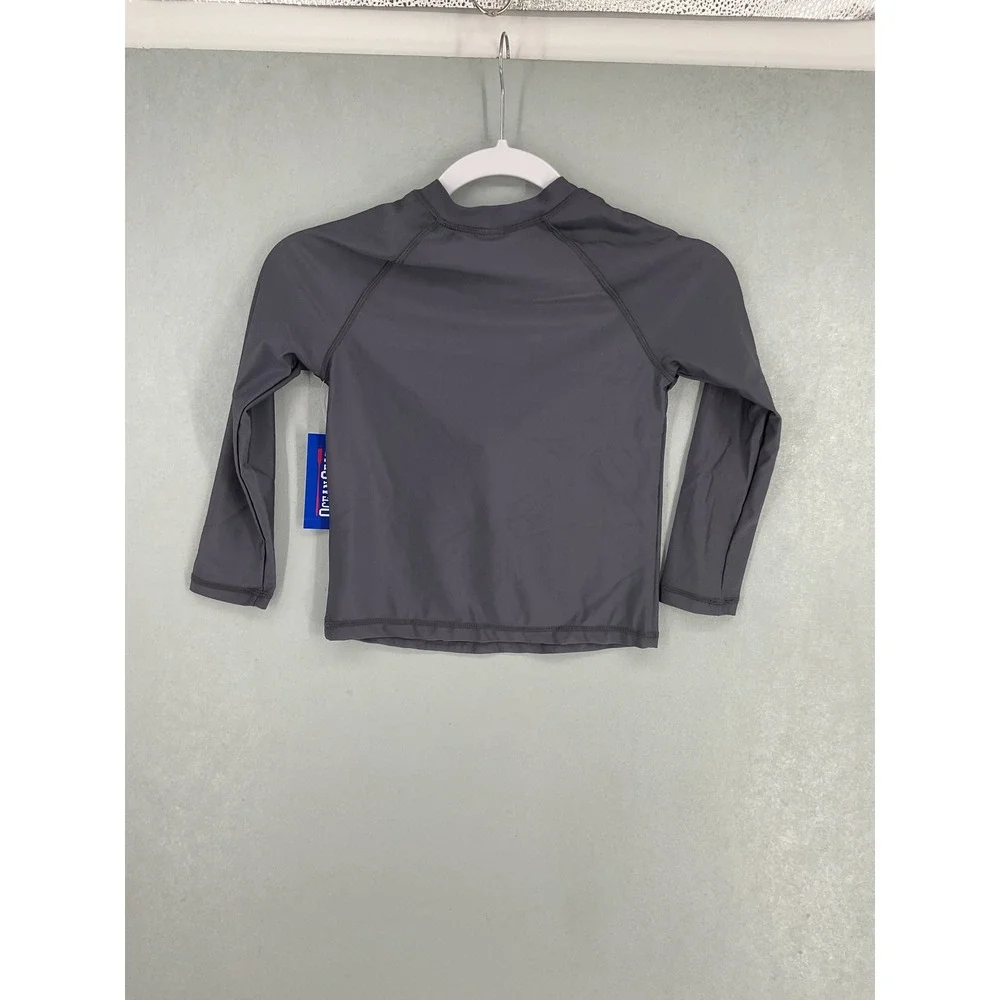 Ocean Gear Boys Swim Top Rash Guard Long Sleeve Quarter Zip Gray Size 8